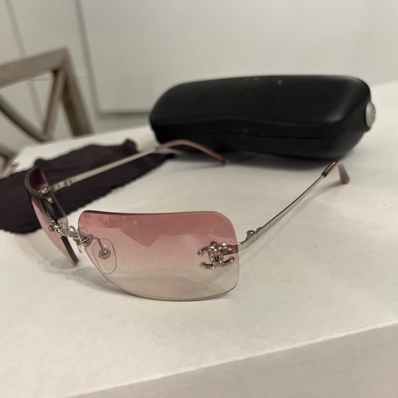 CHANEL 4017-D PINK SUNGLASSES CC Logo Crystals Vintage Y2K - Picture 5 of 16